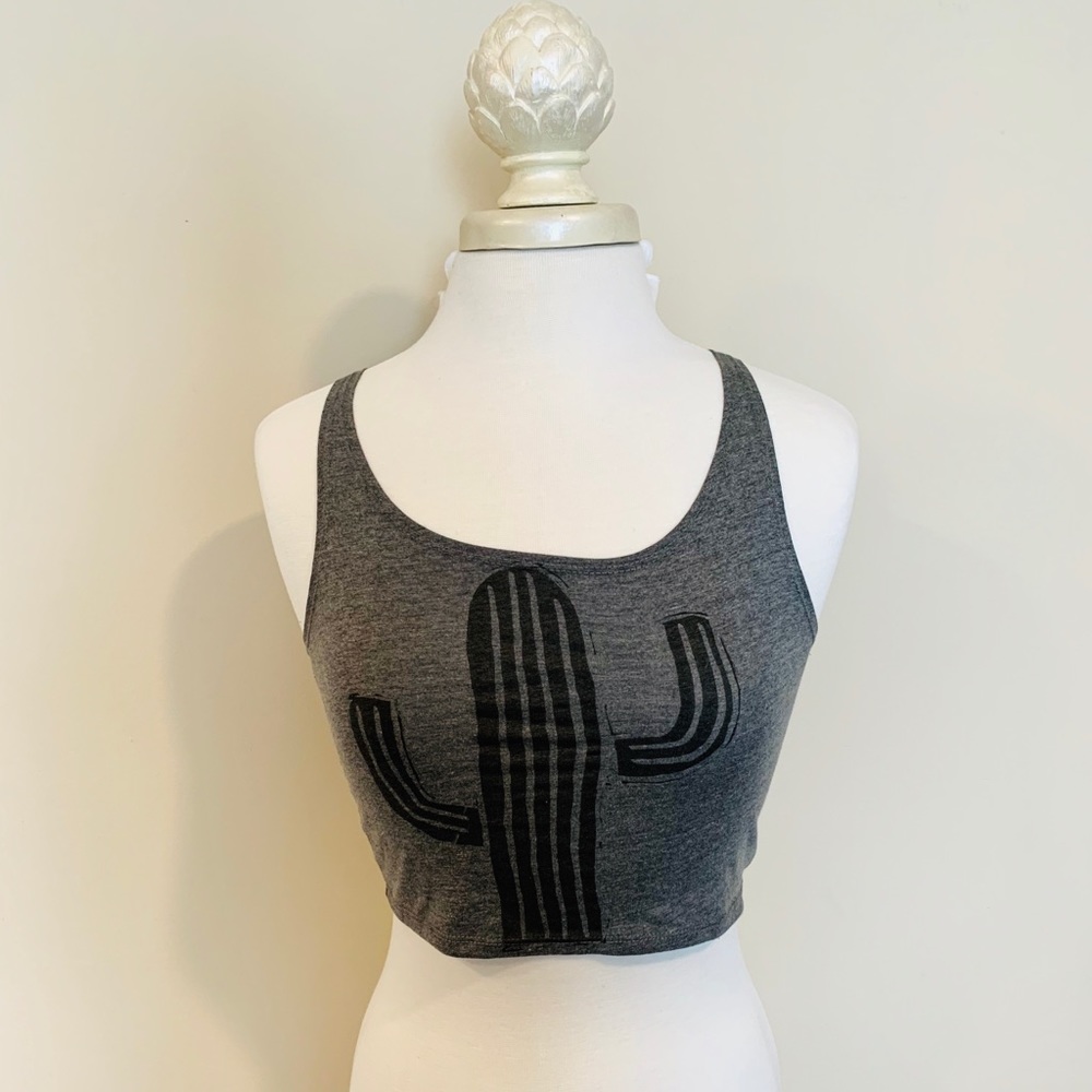 Gray cactus crop top